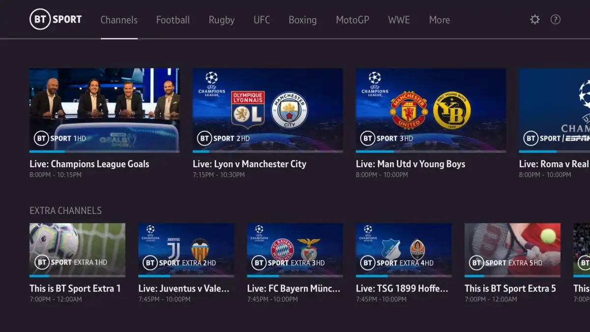 bt sky channels